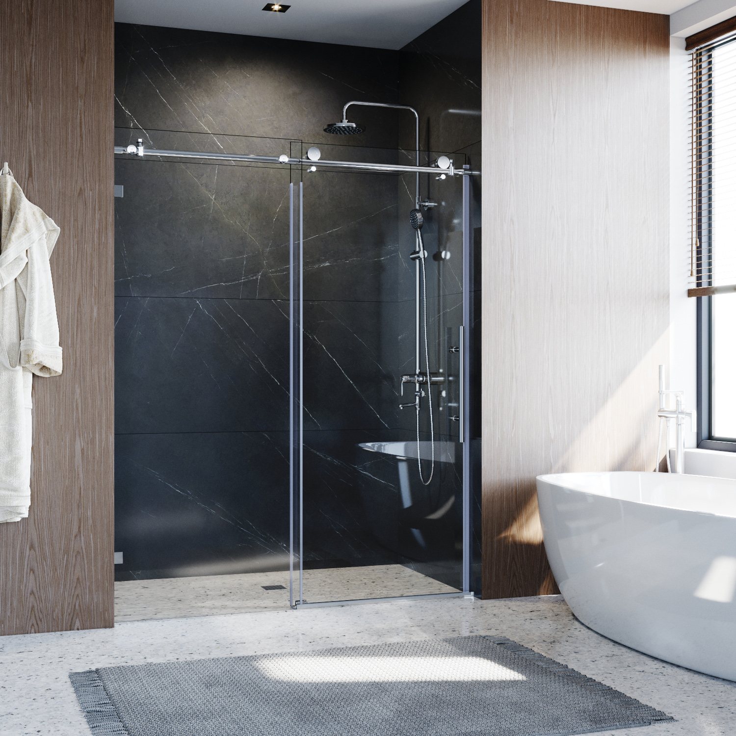 Frameless Sliding Door Shower Screen 10mm Tempered Glass Easy Clean