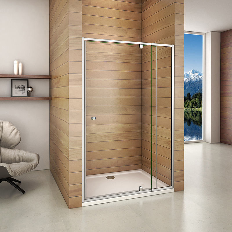 Shower Screen Pivot Door SemiFrameless Tempered Glass Waterproof 800