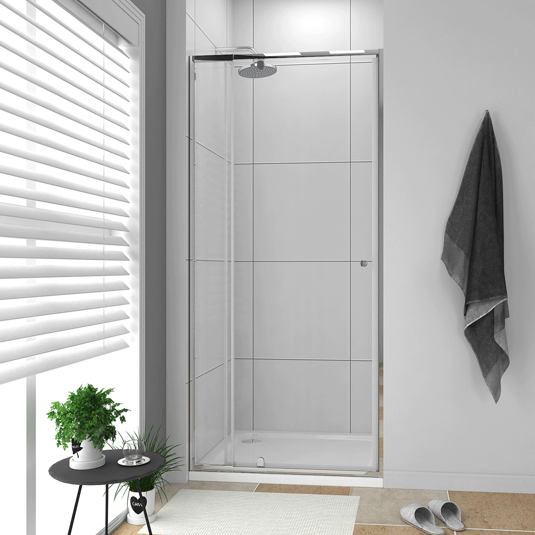 SemiFrameless Adjustable Shower Screen Wall to Wall+Optional Base 900