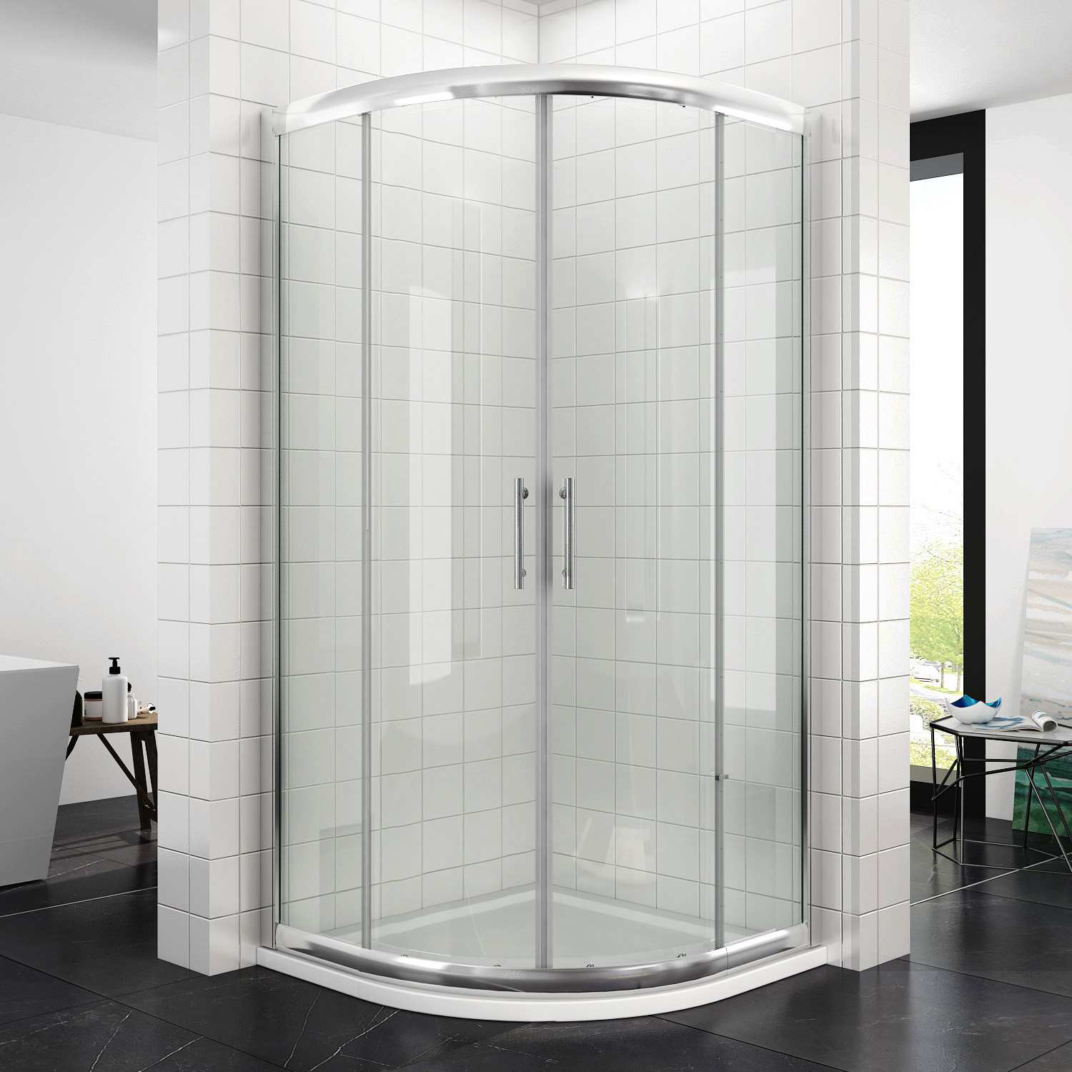 bathroom separator glass