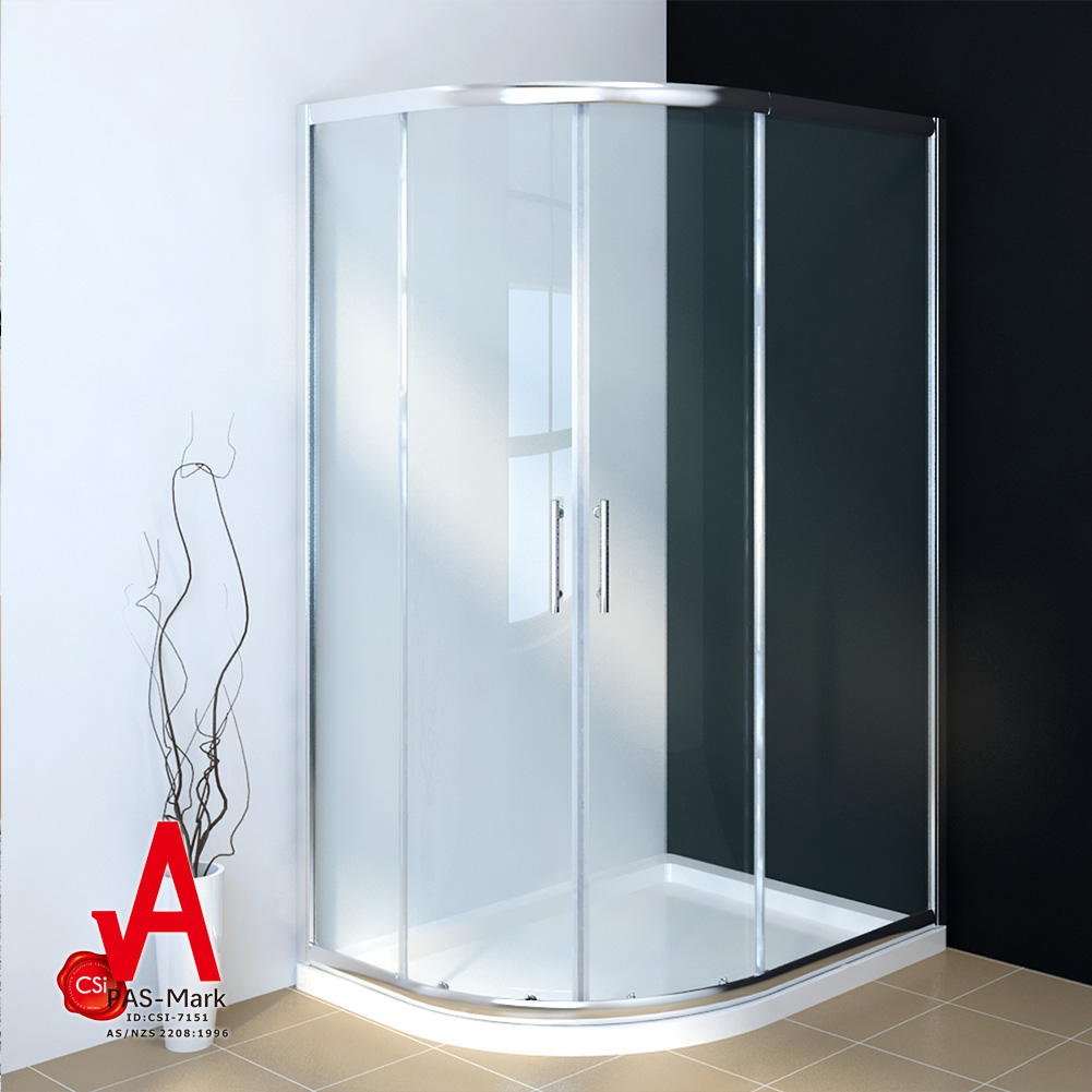 Curved Shower Screen Double Sliding Door Optional Base Adjustment