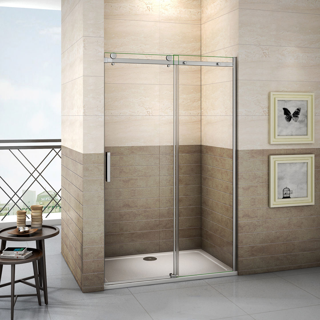 Frameless Sliding Shower Screen Enclosure Adjustable Wall to Wall 120