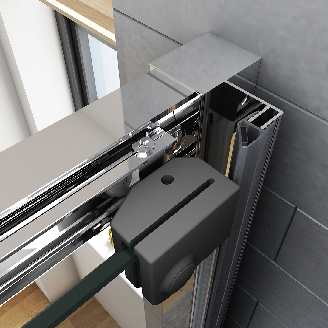 3 panel sliding shower door 900mm