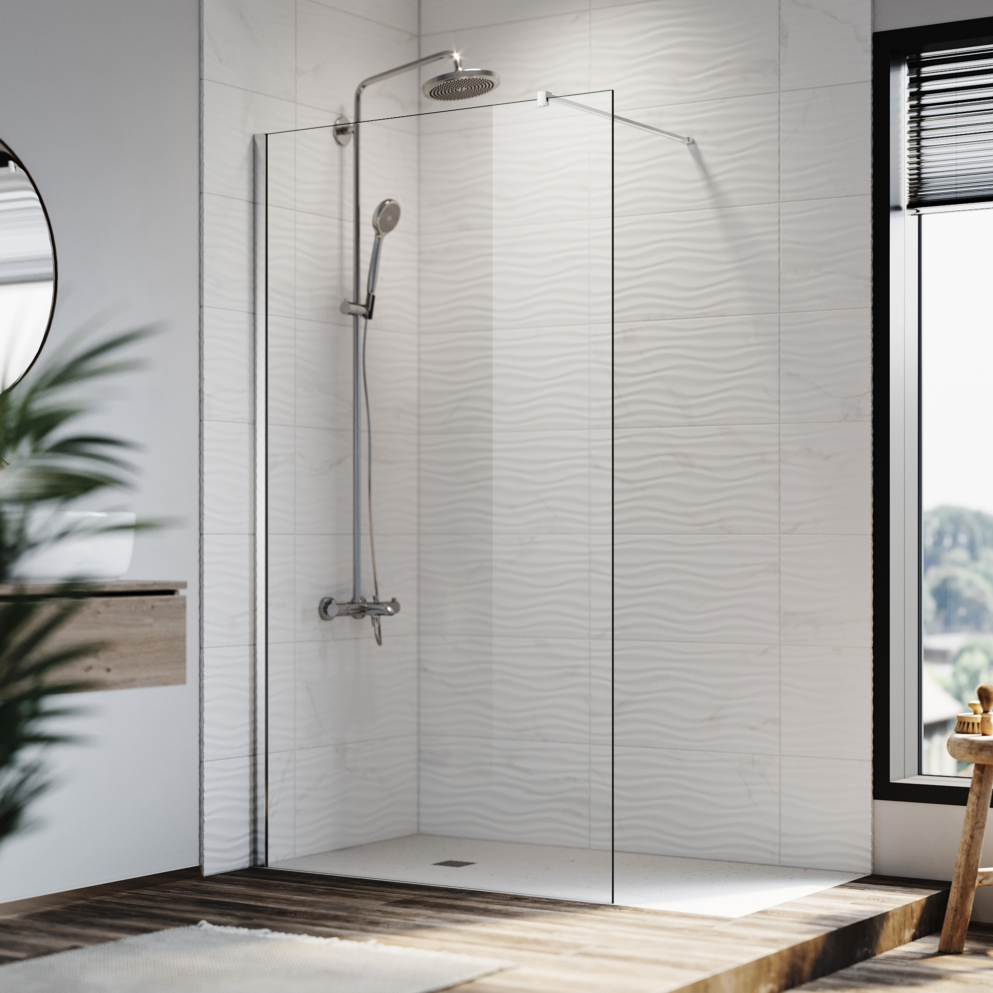 Frameless Shower Screen Walk in Shower Door Tempered Glass 80/90/100