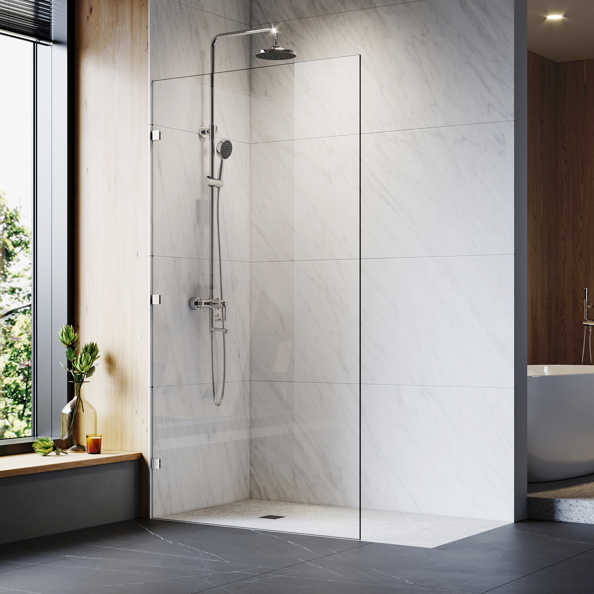 Frameless Shower Door Bath Screen Fixed Panel Nano 10mm Tempered Glass