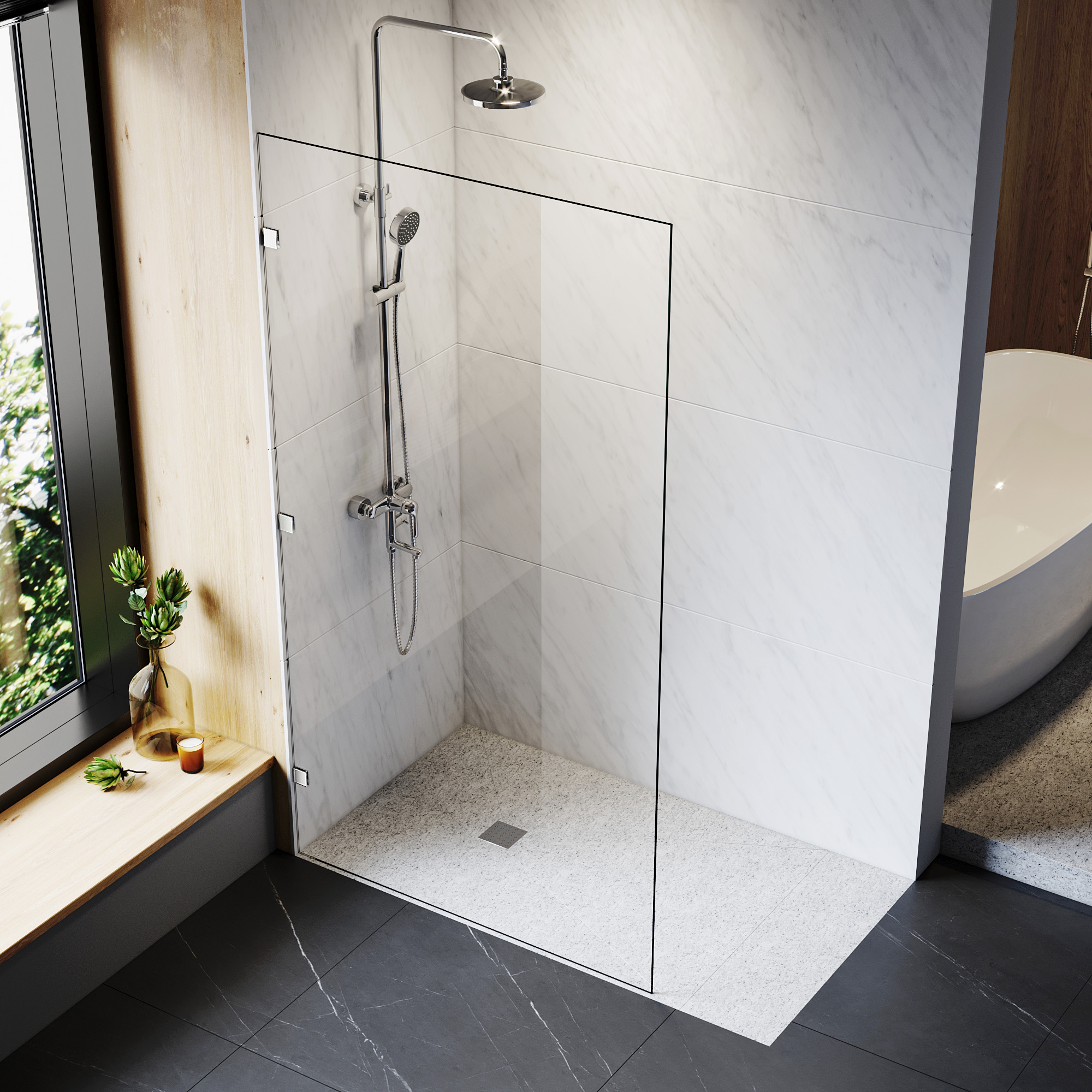 Frameless Walk In Shower Screen Fixed Panel 10mm Toughened | Free Nude ...