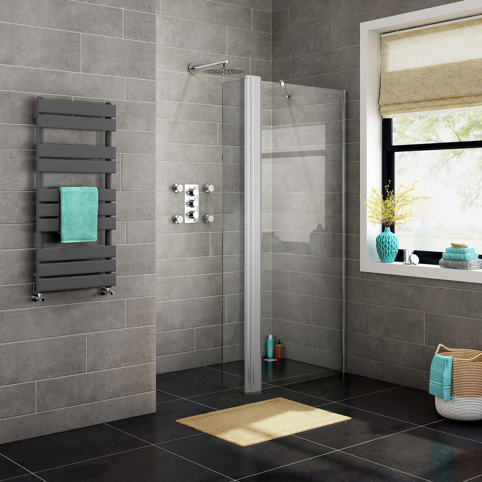 Bath 1900mm Wet Room Shower Screen Walk In Enclosure & Flipper Panel