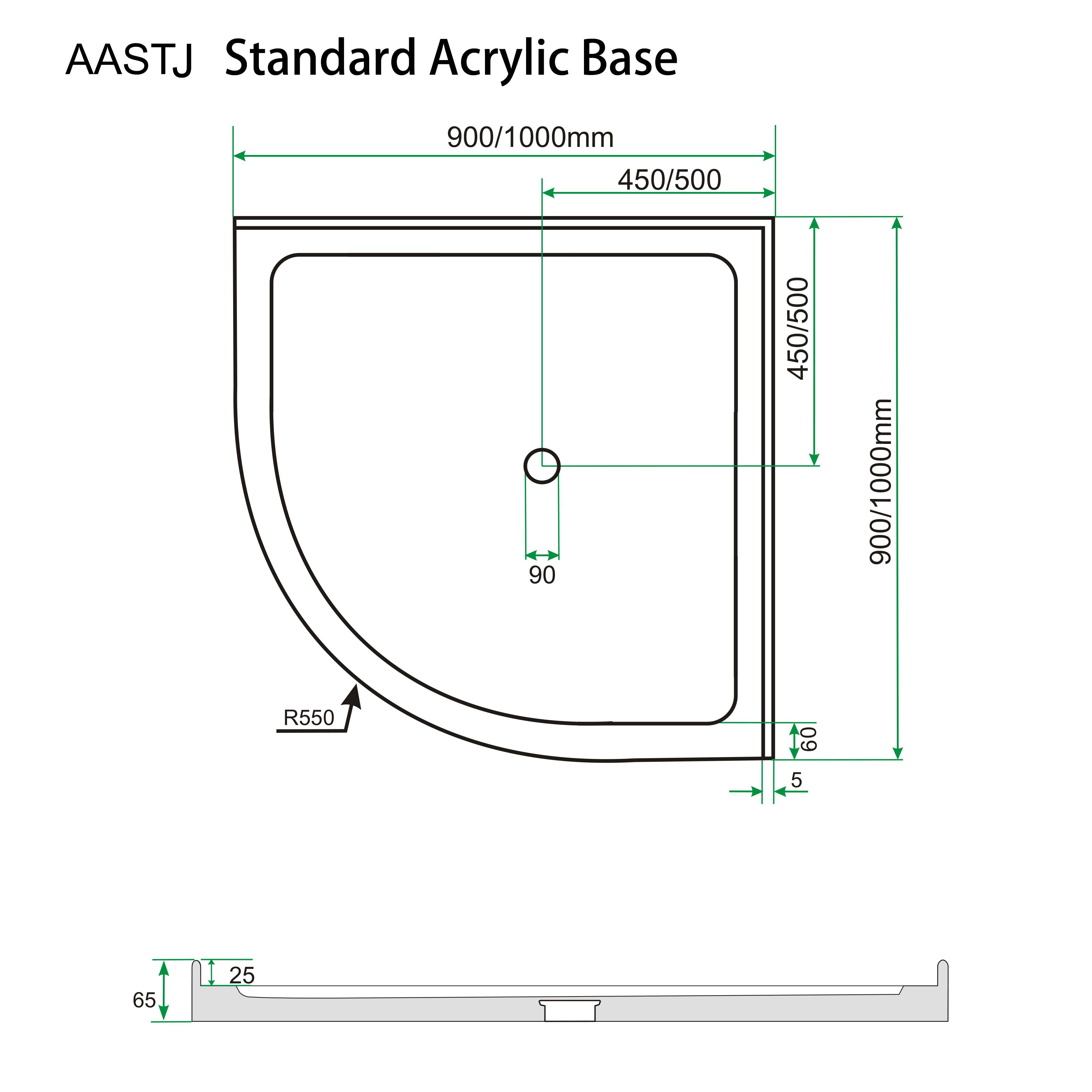 Curved Sliding Shower Screen Black Quadrant Enclosure Optional Base 800