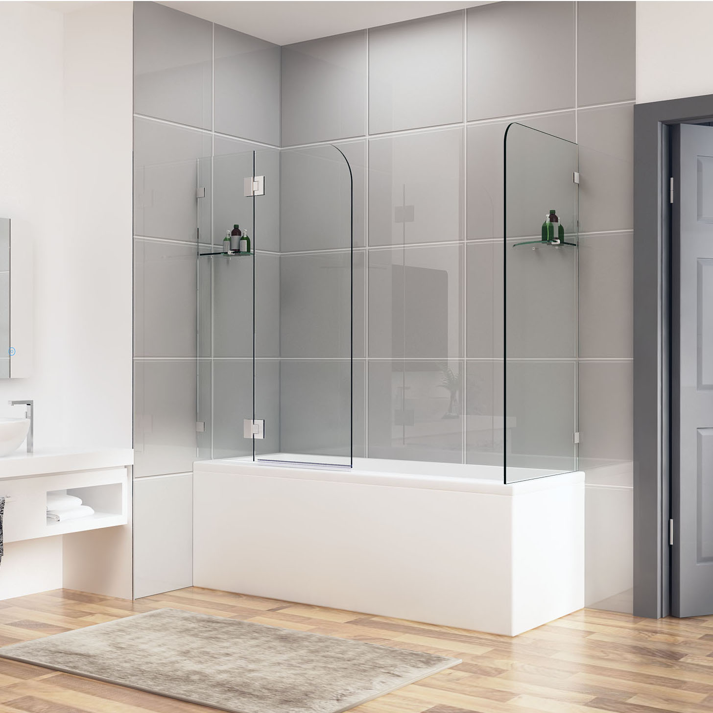900/1000x700/800/900 Frameless Over Bath Shower Screen ...